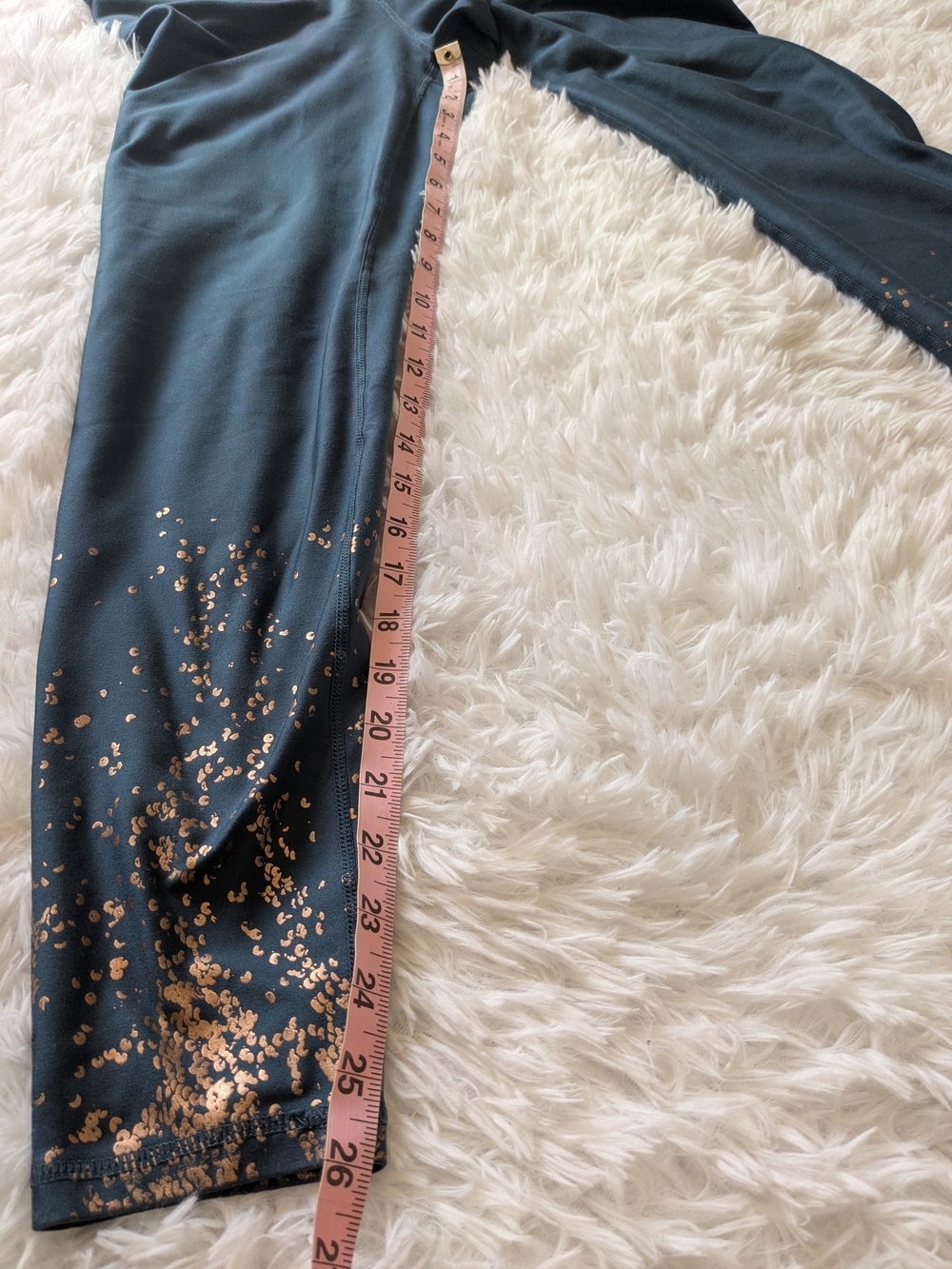 Marika Dark Turquoise Leggings with Gold Speckle Accents. Women XL - Picture 6 of 14